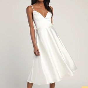 White satin A-line dress
